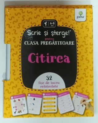 SCRIE SI STERGE , PENTRU PRESCOLARI MARI , CITIREA , 32 FISE REFOLOSIBILE , 2021 foto