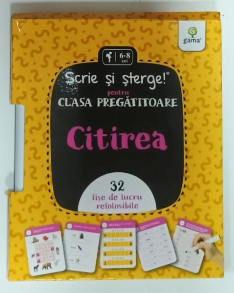 SCRIE SI STERGE , PENTRU PRESCOLARI MARI , CITIREA , 32 FISE REFOLOSIBILE , 2021