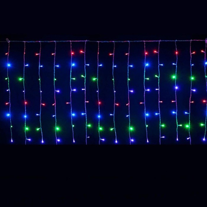 Instalatie tip perdea luminoasa, 240 LED, 6x1m, multicolor