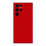 Cumpara ieftin Set Doua Folii Skin Acoperire 360 Compatibile cu Samsung Galaxy S23 Ultra Wrap Skin Texture Carbon Geranium Red, Rosu, Oem