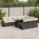 Cumpara ieftin Gossi set canapele de gradina cu perne, 11 piese, negru, poliratan