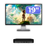 Pachet HP ProDesk 400 G6 Mini i5-10500T, 8GB, SSD 256GB, Monitor 19"