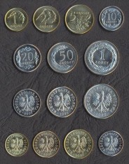 POLONIA █ SET DE MONEDE █ 1+2+5+10+20+50 Groszy +1 Zloty █ 1995-2007 █ UNC