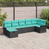 vidaXL Set de canapele pentru grădină cu pernă 7 pcs Rattan poli 3360237