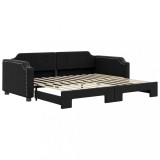 Cumpara ieftin Pat de zi cu extensie, negru, 100x200 cm, textil