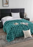 Cumpara ieftin Patura cocolino de lux din blana artificala de iepure 200x230cm,turcoaz-F099