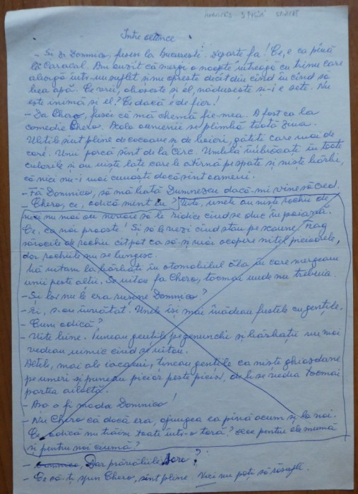 Manuscris Virgil Carianopol; Intre oltence, nuvela, 3 pagini