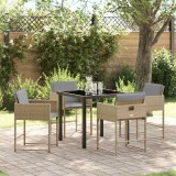VidaXL Set de masă pentru grădină cu pernă 5 pcs Bej Rattan poli