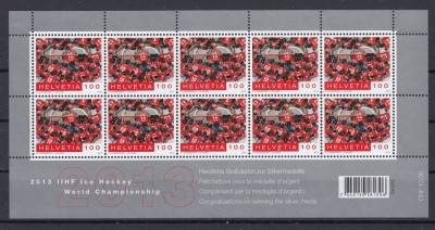 Elvetia 2013 - Sport - HOCKEY PE GHEATA - Nominal 10,00 Franci.- MNH foto