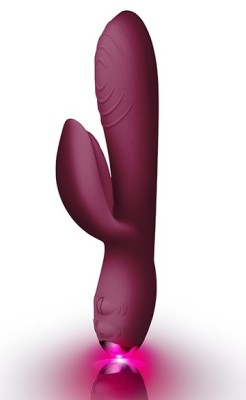 Vibrator Rabbit EveryGirl 10 Moduri Vibratii USB Silicon Burgundy 19 cm foto