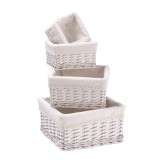 Cumpara ieftin Set 4 cosuri depozitare lemn rachita alb 15 x 15 x 9,5 cm, 20 x 20 x 12 cm, 25,5 x 25,5 x 13 cm, 30 x 30 x 15 cm
