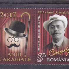 Romania 2012, LP 1928 c, 2012 - Anul "Caragiale", serie cu vinieta stanga, MNH!