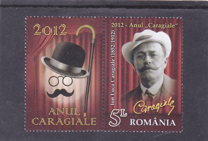 Romania 2012, LP 1928 c, 2012 - Anul &quot;Caragiale&quot;, serie cu vinieta stanga, MNH!