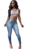 B819-411 Blugi cu aspect prespalat si taieturi la spate, M, M/L, S/M