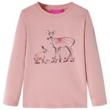 Tricou de copii cu m&acirc;neci lungi, roz, 128