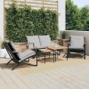 Set mobilier de balcon, 5 piese, cu perne, negru, oțel