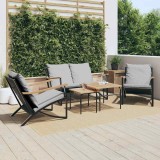 VidaXL Set mobilier de balcon, 5 piese, cu perne, negru, oțel