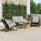 Set mobilier de balcon, 5 piese, cu perne, negru, oțel