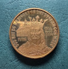 5000 lei 2005 500 ani Stefan cel Mare tombac aurit proba la moneda de aur