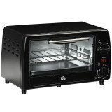 Mini Cuptor electric negru 36,5x26x22cm ,HOMCOM, 10L, temporizator, grila si tava incluse, 750 W, | Aosom RO