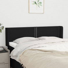 vidaXL Tăblie de pat cu aripioare negru 147x16x78/88 cm textil foto