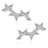 Cercei din argint 925 - segmente de stea cu zirconii transparente, știfturi