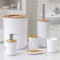 Set Elegant pentru baie format din 6 piese, ABS + lemn, culoare alb/maro