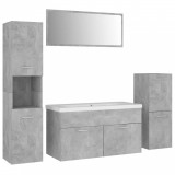 Set mobilier de baie, gri beton, lemn prelucrat