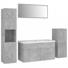 Set mobilier de baie, gri beton, lemn prelucrat