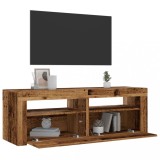 Dulap TV Gossi cu LED, 120x35x40 cm, Lemn Prelucrat, Lemn Vechi, Comodă TV Living, Spațiu Depozitare, Design Modern