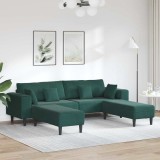 Cumpara ieftin Canapea din catifea cu pernă 3 pcs Verde &icirc;nchis 208 cm Catifea