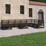 Gossi set mobilier de gradina, 9 piese, negru, lemn masiv de pin