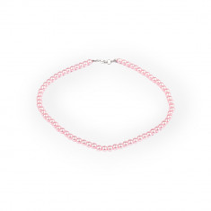 Colier din perle de sticla Crisalida, lungime 42 cm, Roz pudrat