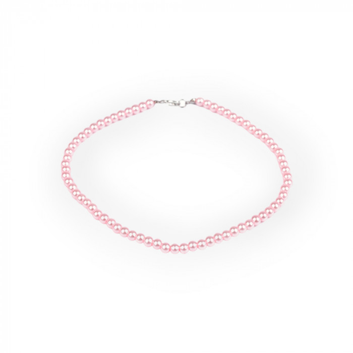 Colier din perle de sticla Crisalida, lungime 42 cm, Roz pudrat