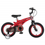 Cumpara ieftin Bicicleta Copii Rich Baby W1439D, roti 14inch, cadru aliaj magneziu, frana C-Brake, roti ajutatoare, 3-5 ani, (Rosu/Negru)