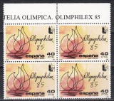 Spania 1985-Expozitia Internaţională de Filatelie OLYMPHILEX &#039;85, Bloc de 4, MNH, Nestampilat