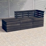 Cumpara ieftin Set mobilier grădină din paleți, 3 piese, gri &icirc;nchis, lemn pin
