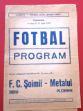Program meci fotbal FC &quot;SOIMII&quot; SIBIU - &quot;METALUL&quot; PLOPENI (17.06.1978)