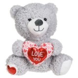 Ursulet de Plus Gri cu Inima Rosie 25cm, CMCLASS