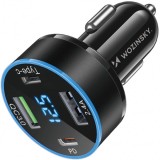 Incarcator Auto WZK WDCCB, 50W, 3A, 2 x USB-A - 2 x USB-C, Negru, Universal