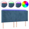 Tablie de pat cu LED, albastru inchis, 203x16x118/128cm catifea