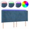 Tablie de pat cu LED, albastru inchis, 203x16x118/128cm catifea