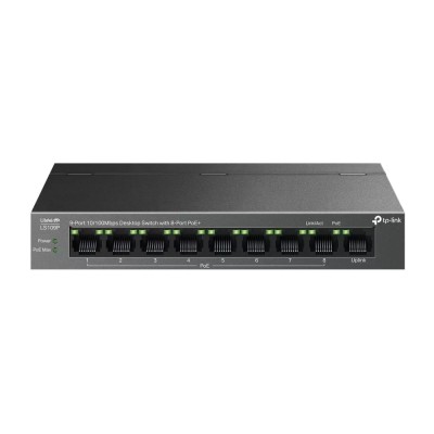Switch LiteWave, 8 x RJ45 10/100 Mbps PoE, 1 x RJ45 10/100 Mbps, Buget PoE 63W, Unmanaged - TP-Link LS109P foto