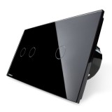 Livolo &Icirc;ntrerupător Touch Dublu + Simplu cu Indicator Luminos, Negru, Panou Sticlă