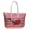 Geanta shopper 3055 rosie cu dungi albe