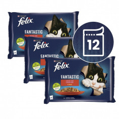 FELIX Fantastic pliculețe cu carne de vită și pui în gelatină 12 x 85 g