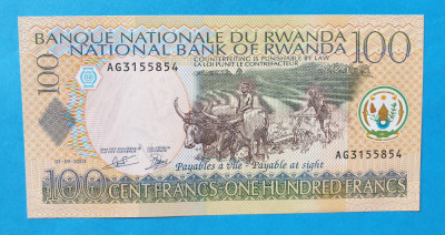 100 Francs Rwanda - Bancnota SUPERBA - UNC foto