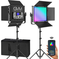 Kit 2 Panouri RGB, GVM 50RS, 384 LED, trepiezi 200 cm inclusi, geanta transport si accesorii