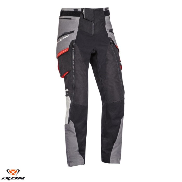 Pantaloni pentru scuter - motocicleta barbati Touring/Adventure Ixon All season model Ragnar MS culoare: negru/gri/rosu Negru/gri/rosu 4XL