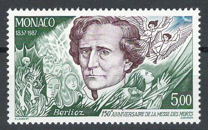 Monaco 1987 Mi 1840 MNH - 150 de ani &bdquo;Grande messe des morts&rdquo; de Hector Berlioz
